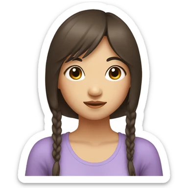asian girl with long brown hair and bangs doing yoga sticker