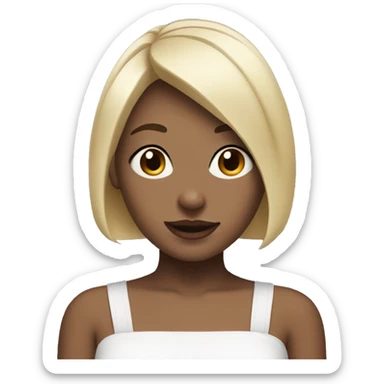 short hair blond girl with white bunny ears sticker