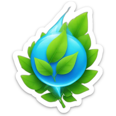 blue "e" from Engie logo with lightening emoji in green leaves sticker