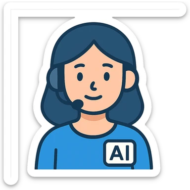 flat toon style AI agent with female characteristics, simple and modern sticker