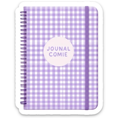 Cute  journal cover, pastel purple gingham pattern
Handwritten feminine typography, soft aesthetic, cozy girl vibe
Clean product mockup, minimal shadows, lifestyle stationery style sticker