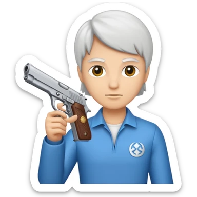 Un persona Blanco una gora de lado y una pistola sticker
