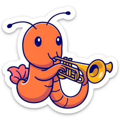 shrimp playing the trumpet sticker