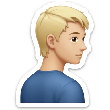 young man with blond hair turning back sticker