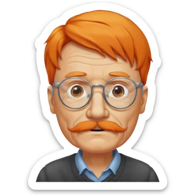 old man, orange hair, white mustache, wearing glasses sticker