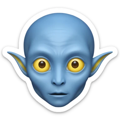 I want an alien with blue color and middle section of the forehead should be yellow sticker
