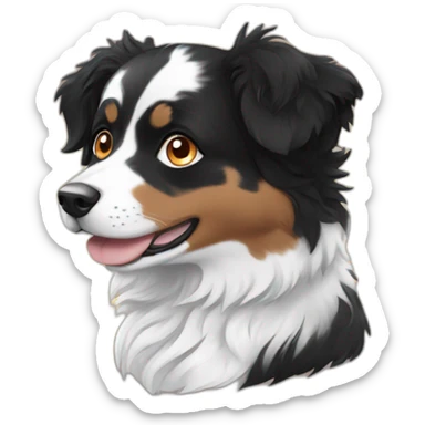 black, white and fire with blue eyes mini australian shepherd sitting sticker