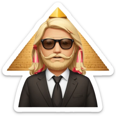 fat male blond long hair agent with three-day-beard in egypt with pyramid. sticker