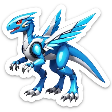 Shiny Futuristic Celestial Fakemon-Pokemon-Digimon-Spectrobes-Raptor-fusion, full body sticker