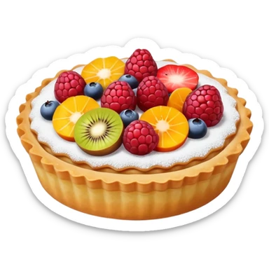 small round fruit tart with glossy filling, sticker
