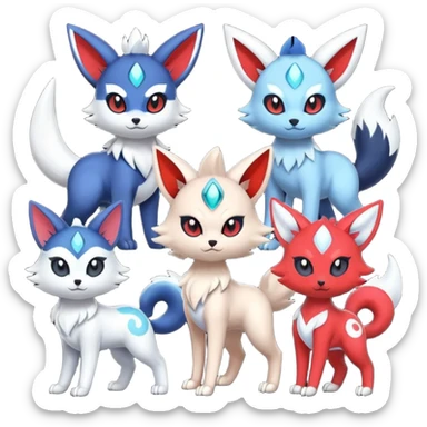 Zangoose-Meloetta-Zorua-Meowstic-Absol-fusion sticker