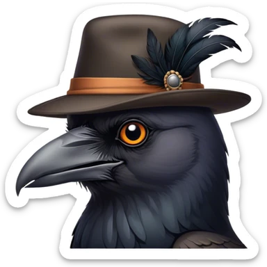 A cheeky crow with a jaunty hat sticker