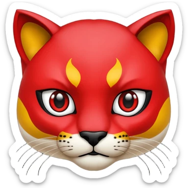 cara de una pantera enojada animal  de color rojo sticker
