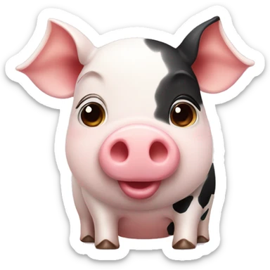Cute piggie with a cute cow next to each other sticker