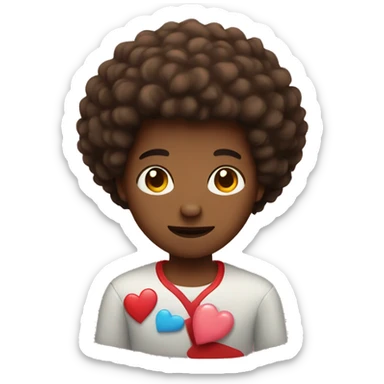 Brown skin guy with a short afro holding a heart  sticker