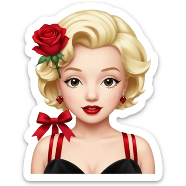 Marilyn Monroe rose with a black velvet ribbon sticker