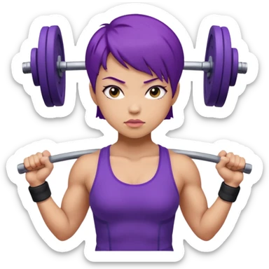 muscularweight lifting female short purple hair asian sticker