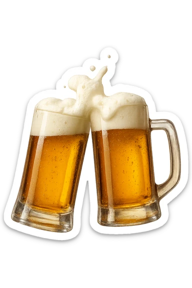 2 drink che fanno brindisi di birre senza mani realistiche sticker