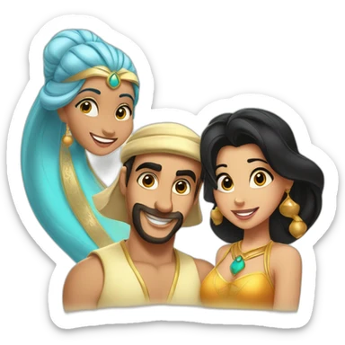 aladdin, jasmine, genie and the carpet sticker