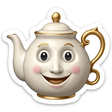 A character from the fairy tale Beauty and the Beast: Mrs. Potts, the lady who was turned into a teapot and retains the teapot's original form. sticker