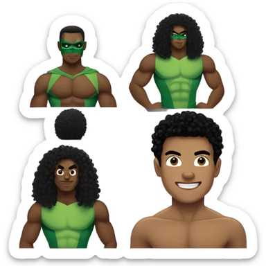 Afro Light-skinned shirtless while swimming teenager in the green superhero costume of Prince Namor. sticker