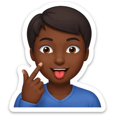 Emoji coquin avec le doigt dans le coin de la bouche 😏 avec ce regard là et cette tête qui se mord le doigt le visage plus coquin 😈  sticker