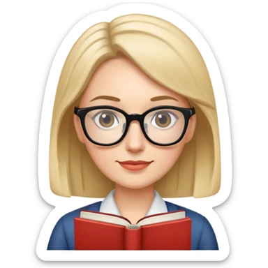 female teacher with glasses and book sticker