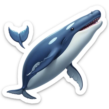 Cinematic Comical Humpback Whale Portrait Emoji, Head tilted dramatically with an exaggeratedly shocked expression, featuring a massive yet graceful body with wide, comically expressive eyes full of playful disbelief and animated pectoral fins, Simplified yet hilariously expressive features, highly detailed, glowing with a slightly sassy oceanic glow, high shine, dramatic yet playful, stylized with an air of cheeky marine mischief, soft glowing outline, capturing the essence of a meme-worthy humpback whale that looks ready to make waves with its hilariously dramatic antics! sticker