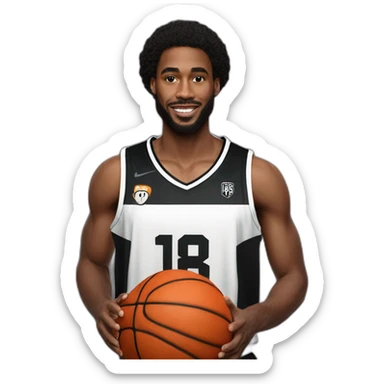 Zach Leday wearing Partizan basketball jersey sticker