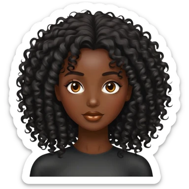 Alluring african woman shiny curly black tousled hair sticker