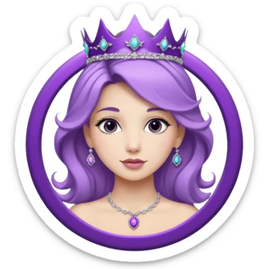 Purple rose flower, silver circle plaque, silver tiara sticker