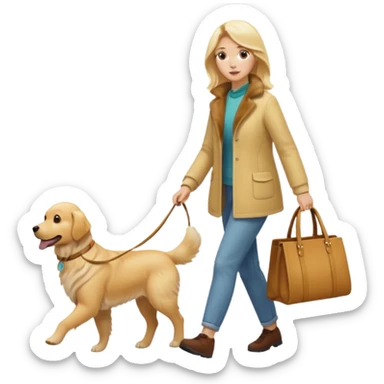 blonde woman wearing white walking only one malese dog sticker