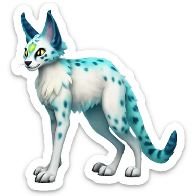 Epic Edgy Colorful ethereal eldritch Sergal-Serval-Vernid full body sticker