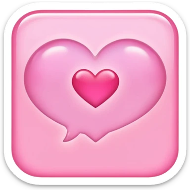 A cute pink iMessage-style typing bubble with several heart emojis gently rising out of it, glowing softly, showing constant loving thoughts/messages sticker