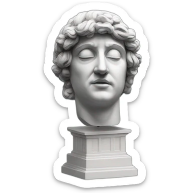 a statue of a greek oracle with vr headset sticker