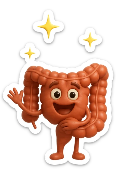 fammi un intestino identico a questo, ma felice e con le scintille di splendore dorate sopra, si sta rinnovando come se fosse in ottima salute sticker