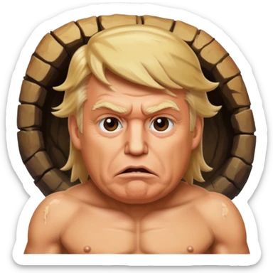donald trump looking like a cave man sticker