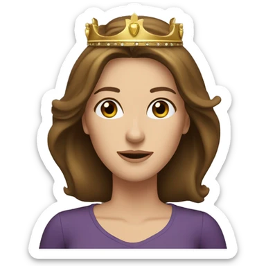 pretty middle age woman green eyes straight brown hair gold crown sticker