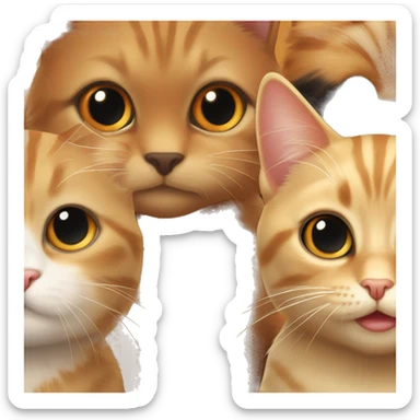Tabby cat, orange cat, and black fluffy cat gold eyes  sticker
