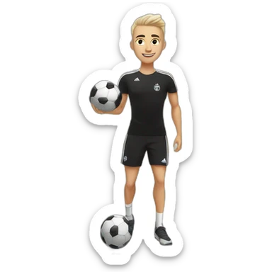 white skin soccer player in black adidas t-shirt training at gym sticker
