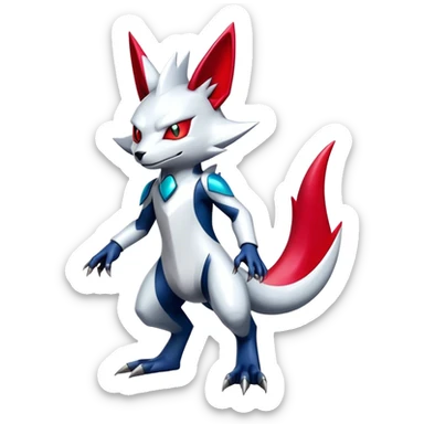 Cool Edgy Badass Shiny Futuristic Legendary Digimon-Sneasel-Zangoose-hybrid full body sticker
