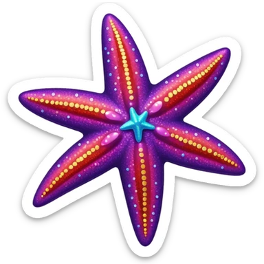 color gradient between red and purple glitter starfish sticker