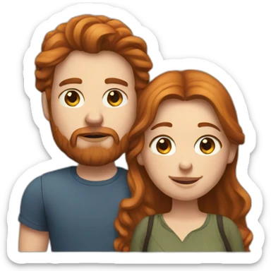 Bearded brunette man and long haired ginger girlfriend  sticker