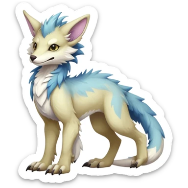 Feral Rare Fantasy cute pastel Vernid-Sergal-animal-creature-hybrid by LiLaiRa, markings, tufted ears, full body sticker