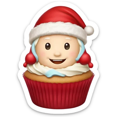cupcake with a smile and a santa hat sticker