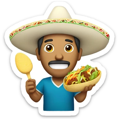 mexican man eating tacos holding a maraca  sticker