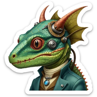 cinematic steam-punk -  hieronymus bosch phantasmagoric mutated creatures - hybrids of human and reptiles sticker