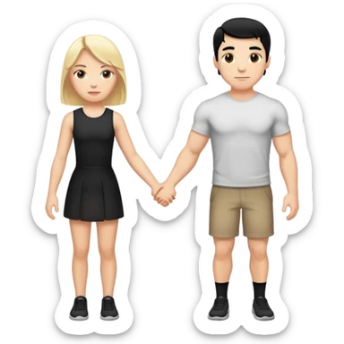 Buff and Tall white man with black hair and shorter white girl with blonde hair holding hands sticker