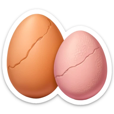two skin tone peachy beige-pink egg shaped balls/spheres, both same size and same color, add a bumpy, loose, veiny, wrinkly skin texture with folds to both.  sticker