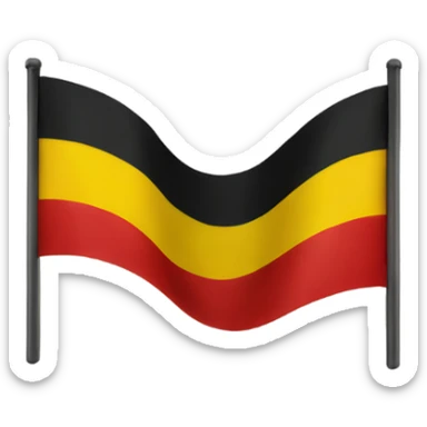 Flag with black at the top, red at the bottom and a medium yellow circle in the middle sticker